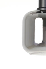 Modern Pendant Light with Black and Smoked Glass Design (Ø21x37 cm)
