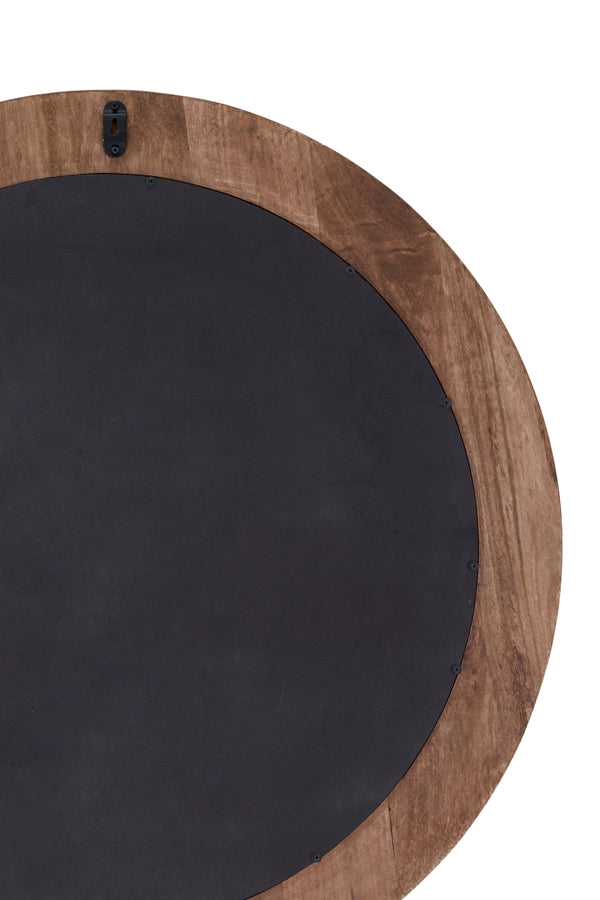 Round Florion Brown Wooden Mirror - 100 cm Diameter