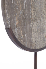 Elegant Dark Brown Travertine Ornament with Pedestal Base - 35x10x51.5 cm