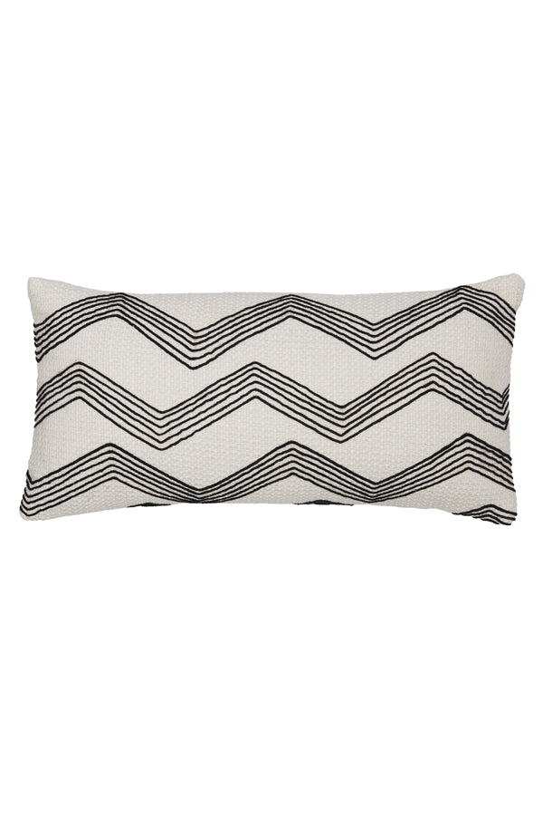 Elegant Mackey Beige and Black Lumbar Cushion 60x30 cm