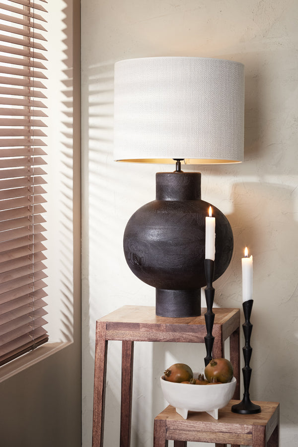 Elegant Black Wood Lamp Base, 33x55 cm