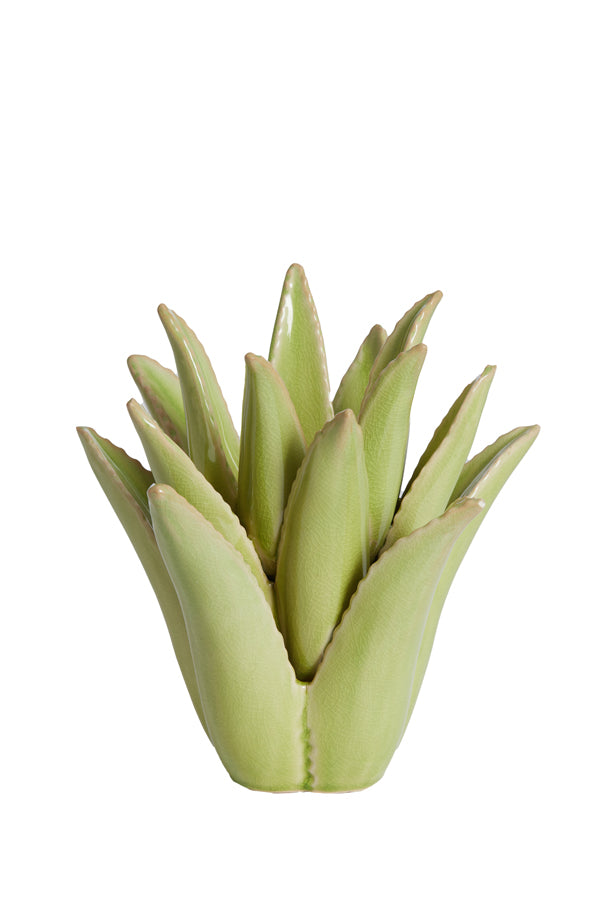 Cactus-Themed Ceramics: Light Green Tealight Holder, 21x21 cm