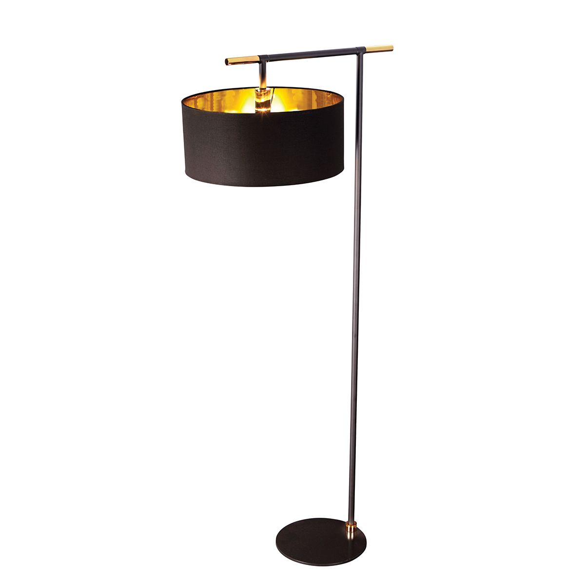 Balance 1 Light Floor Lamp Black/ Polished Brass