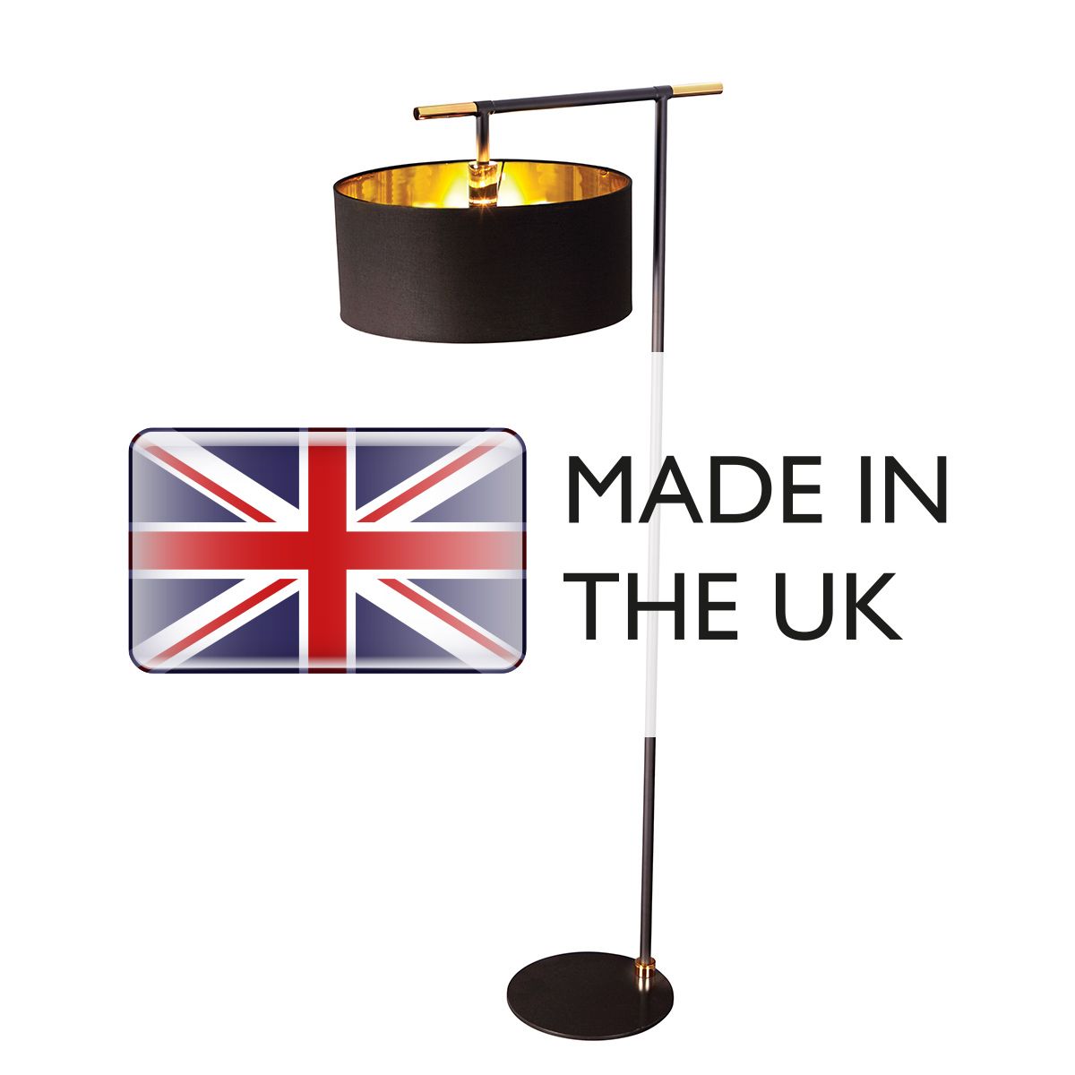 Balance 1 Light Floor Lamp Black/ Polished Brass