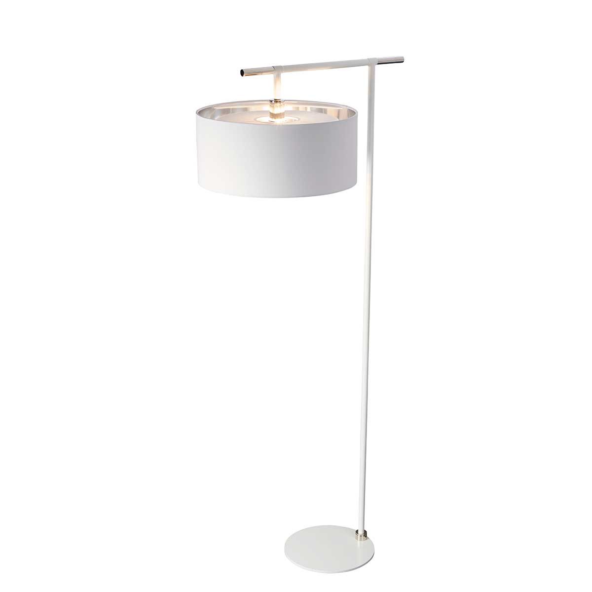Modern Elegance Floor Lamp in White and Polished Nickel