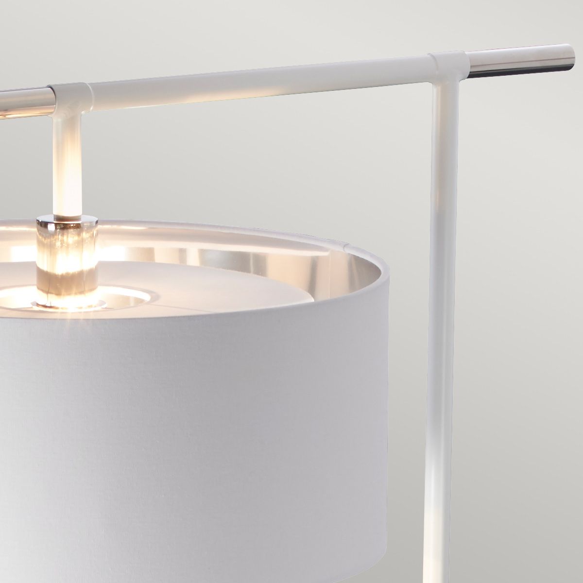 Modern Elegance Floor Lamp in White and Polished Nickel