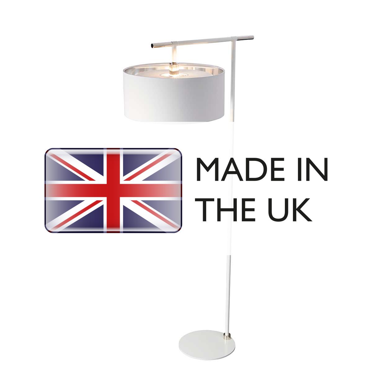 Modern Elegance Floor Lamp in White and Polished Nickel