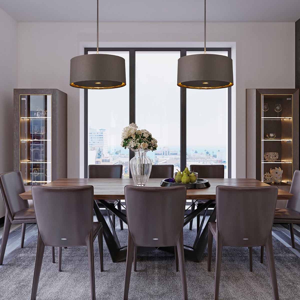 Contemporary Brown and Polished Brass Balance Pendant Light