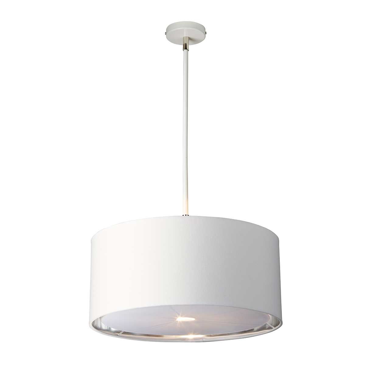 Contemporary Balance Pendant in White and Polished Nickel Finish