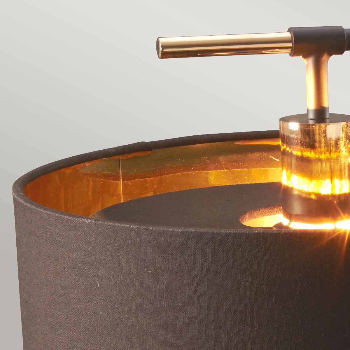 Retro Chic Table Lamp in Mocha Brown and Polished Brass