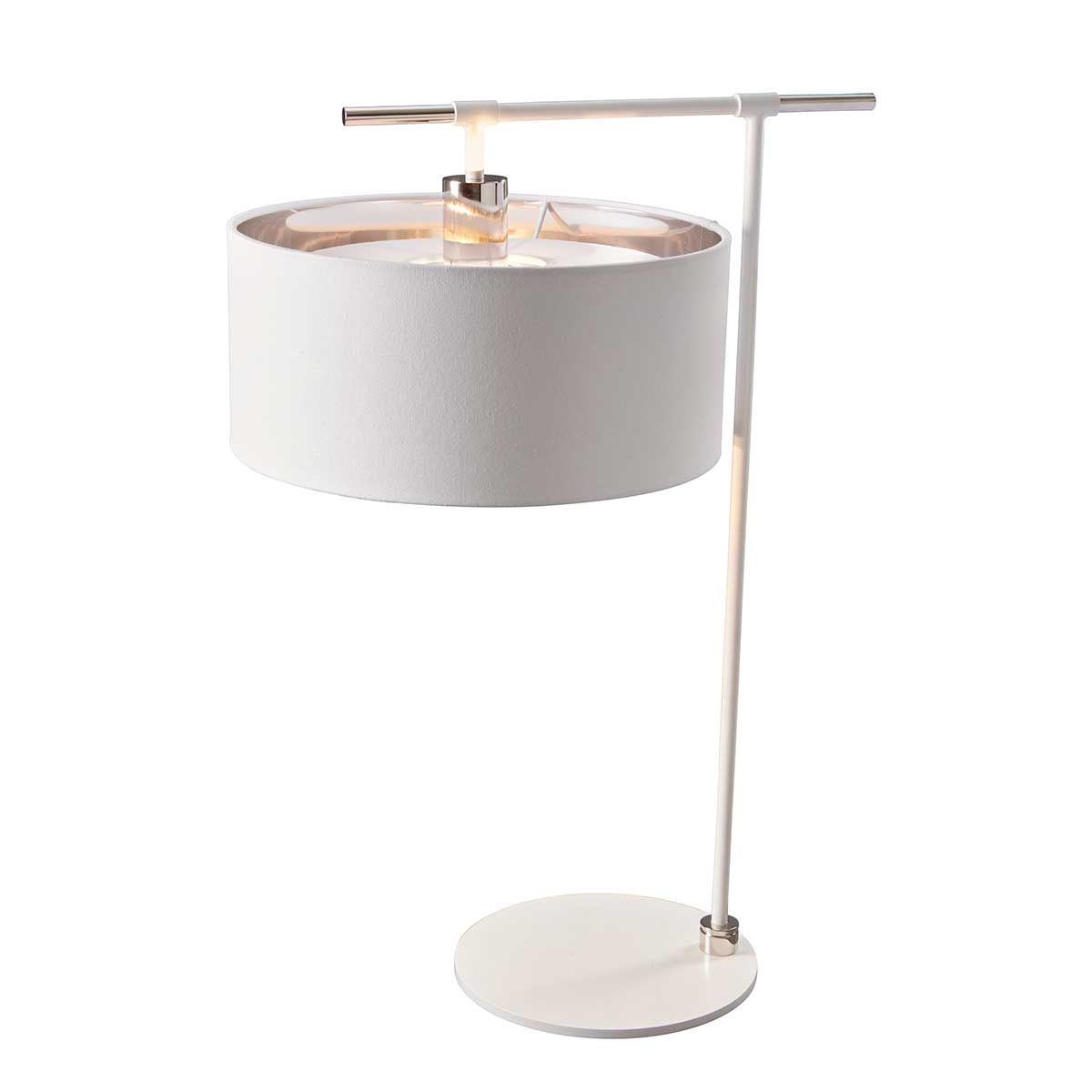 Contemporary White and Polished Nickel Table Lamp