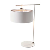 Contemporary White and Polished Nickel Table Lamp