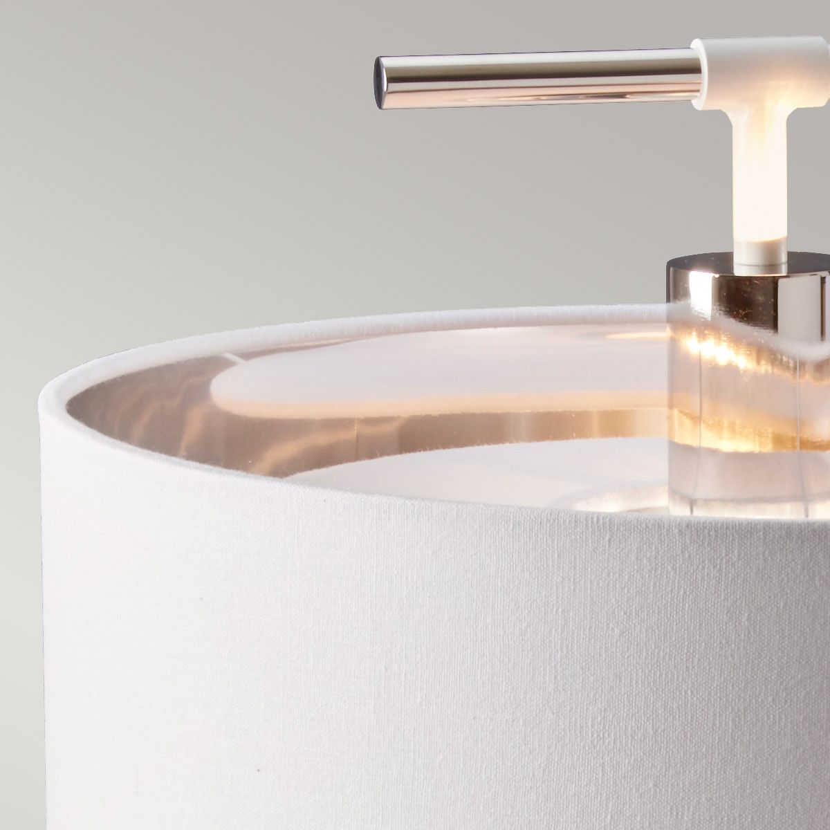 Contemporary White and Polished Nickel Table Lamp