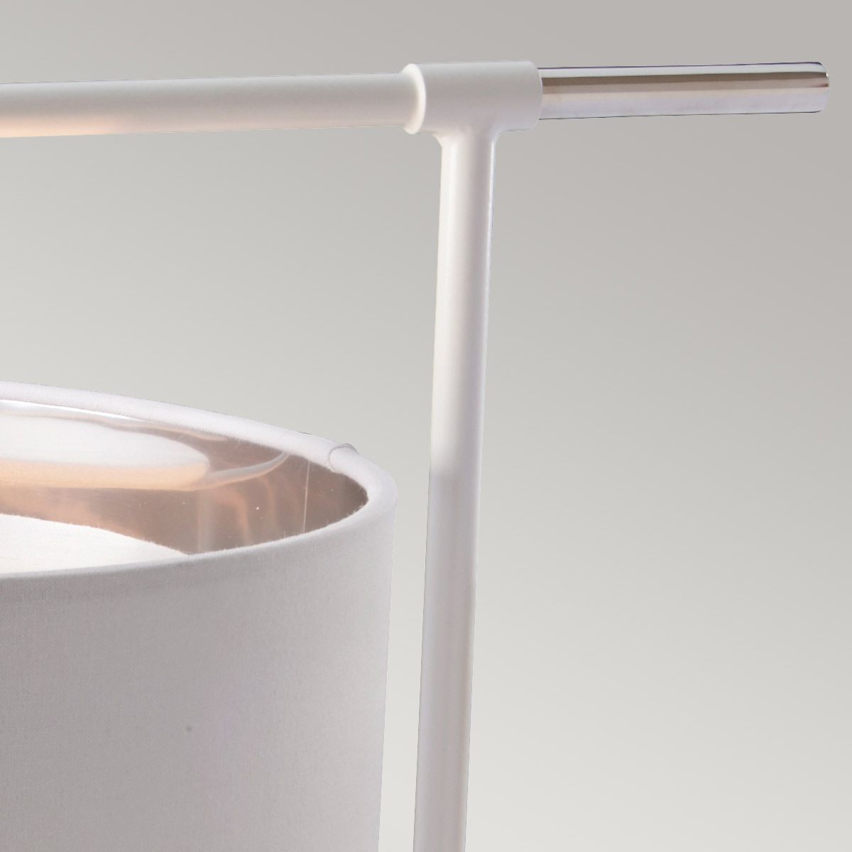 Contemporary White and Polished Nickel Table Lamp