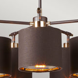 Elegant Balance 5 Light Chandelier in Mocha Brown and Polished Brass
