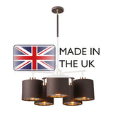 Elegant Balance 5 Light Chandelier in Mocha Brown and Polished Brass