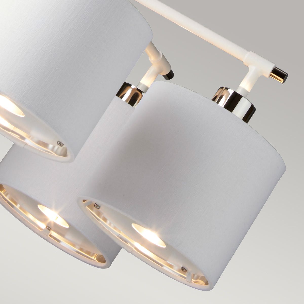 Modern Retro 5-Light Chandelier in White and Polished Nickel Finish