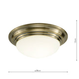 Barclay Large Bathroom Flush Antique Brass Opal Glass IP44