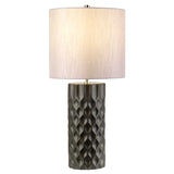 Graphite Elegance Table Lamp with Silver Silk Drum Shade