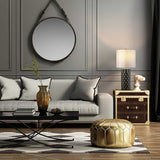 Graphite Elegance Table Lamp with Silver Silk Drum Shade