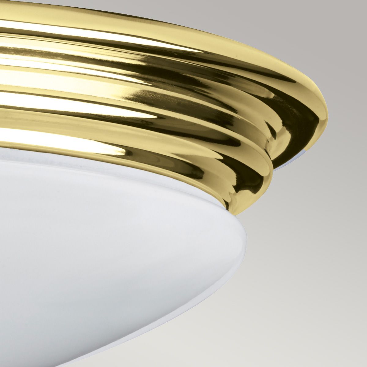 Brompton Polished Brass 1-Light Bathroom Flush Mount Fixture
