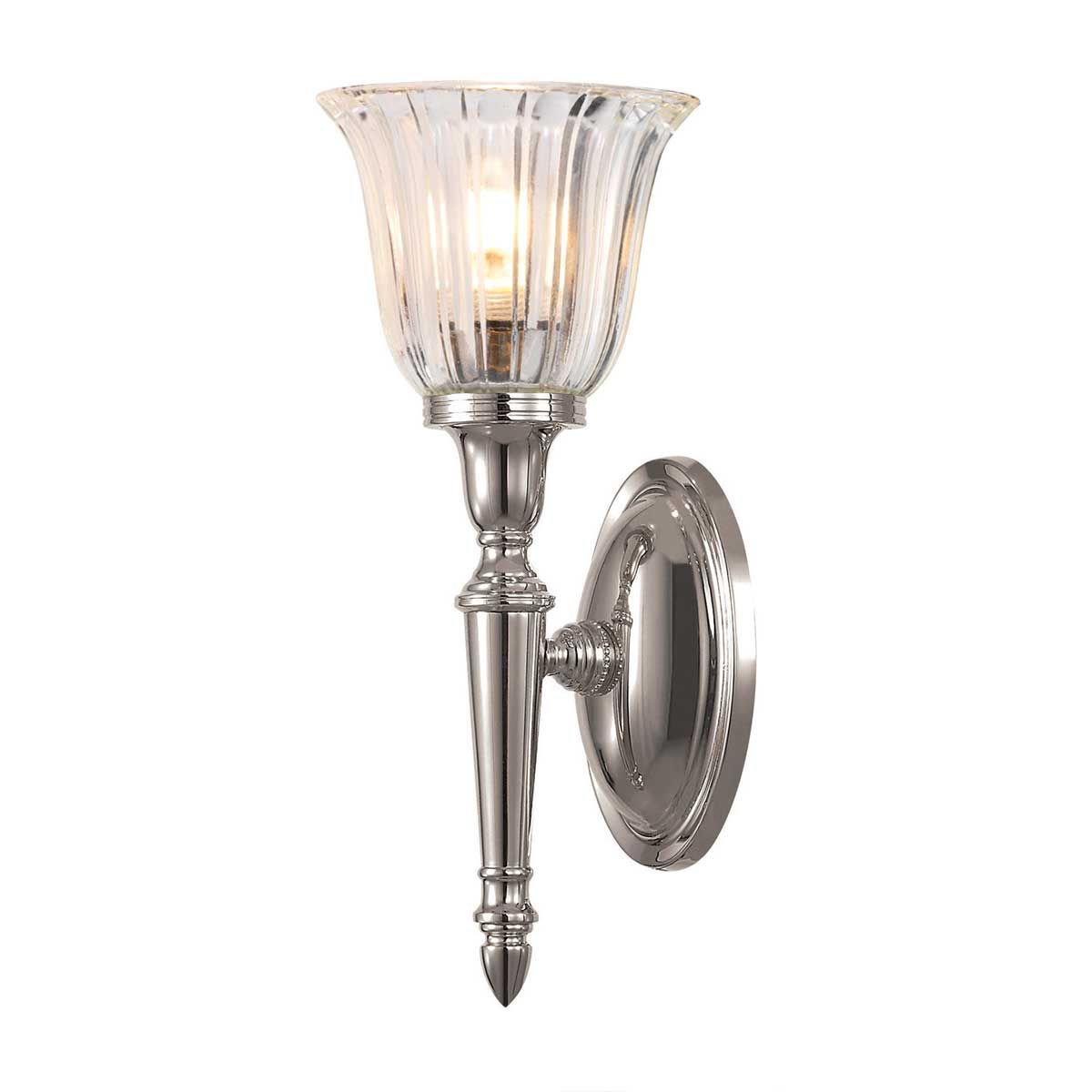 Bathroom Dryden Single Wall Light in Polished Nickel Finish
