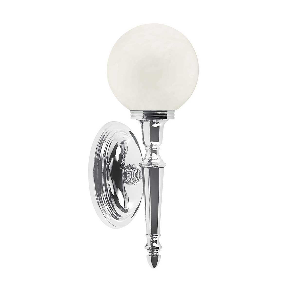 Luxe Chrome Globe Bathroom Sconce with Opal Glass