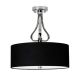 Falmouth 3 Light Semi-Flush Fixture in Polished Chrome with Black Shade