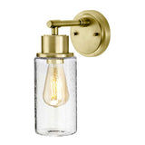 Morvah Brushed Brass Single Wall Light with Bubble Glass Shade