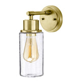 Morvah Brushed Brass Single Wall Light with Bubble Glass Shade