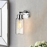 Morvah Polished Chrome IP44 Wall Light with Bubble Glass Shade