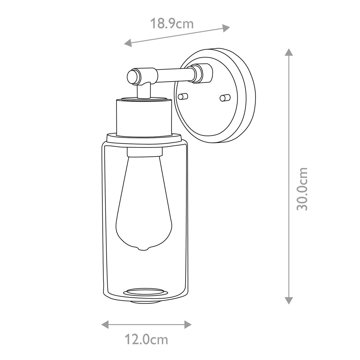 Morvah Polished Chrome IP44 Wall Light with Bubble Glass Shade