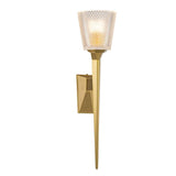Verity Brushed Brass Single LED Wall Sconce with Cut Glass Shade
