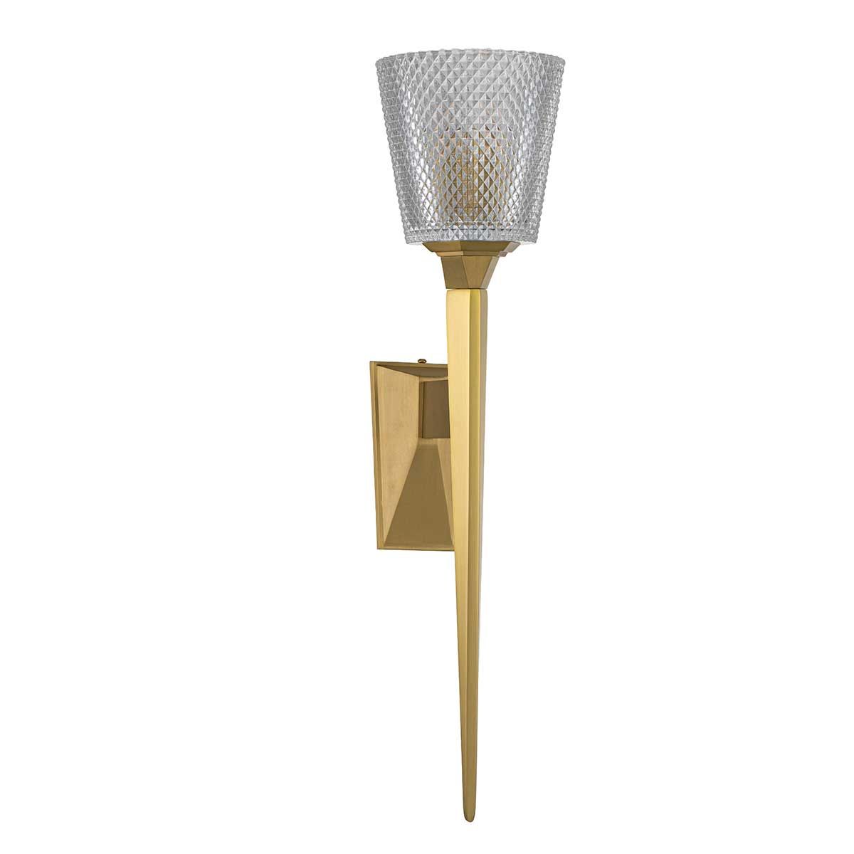 Verity Brushed Brass Single LED Wall Sconce with Cut Glass Shade