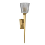 Verity Brushed Brass Single LED Wall Sconce with Cut Glass Shade