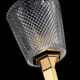 Verity Polished Gold Brass Bathroom Wall Light with Cut Glass Shade