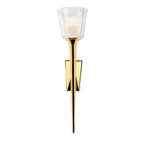 Verity Polished Gold Brass Bathroom Wall Light with Cut Glass Shade