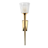 Verity Polished Gold Brass Bathroom Wall Light with Cut Glass Shade