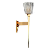 Verity Polished Gold Brass Bathroom Wall Light with Cut Glass Shade