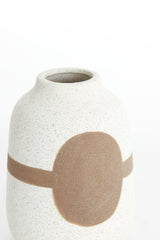 Elegant Ceramic Vase in Matte Cream and Brown - 15x21 cm Danai Design