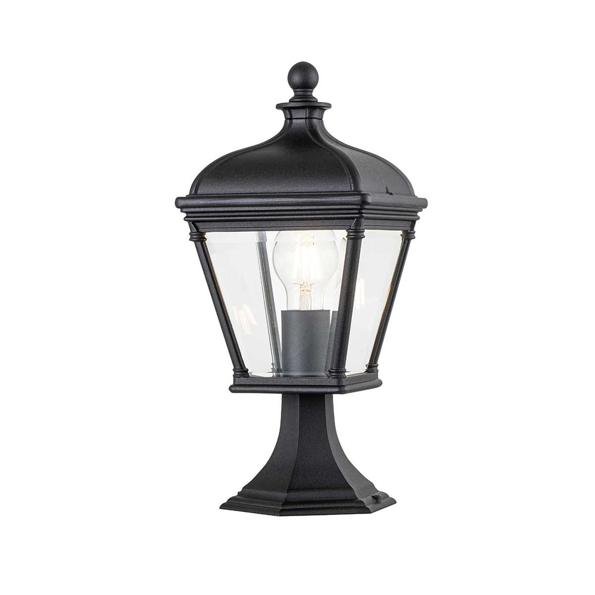 Bayview Elegant 1-Light Outdoor Black Pedestal Lantern