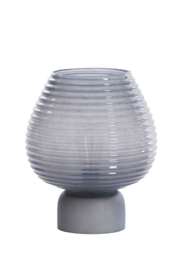 LED Glass Table Lamp Ø22x27 cm in Grey - Alenna Design