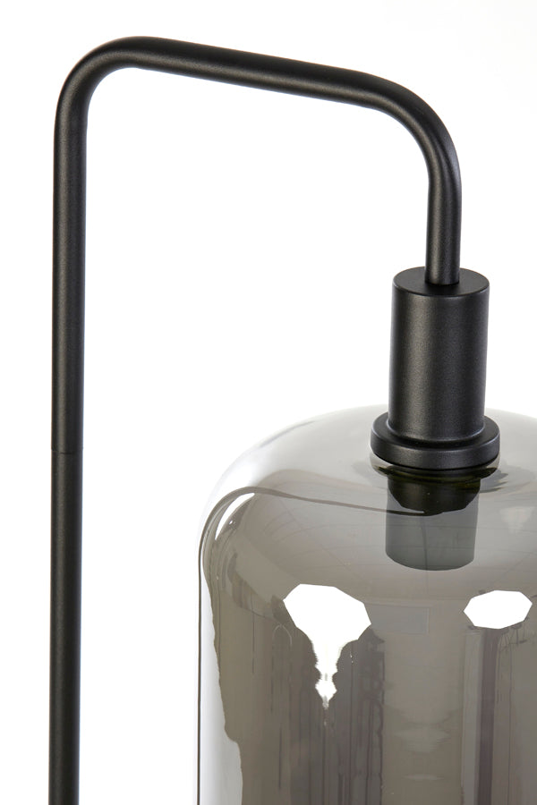 Elegant Lekar Black Floor Lamp with Smoked Glass, 35.5x28x155 cm