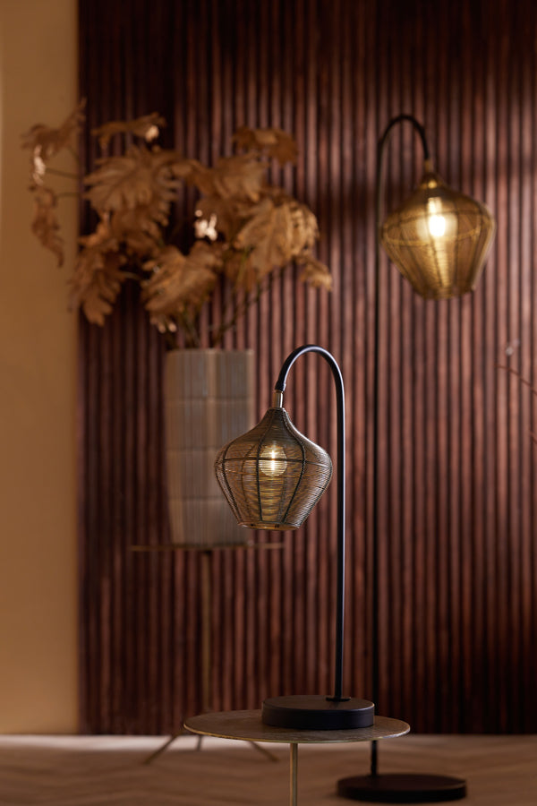 Elegant Alvaro Table Lamp - Antique Bronze & Matte Black Finish (27x20x61 cm)