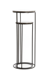 Elegant Laica Marble Pillar Set: Brown and Black, 32x32x81 cm & 41x41x101 cm
