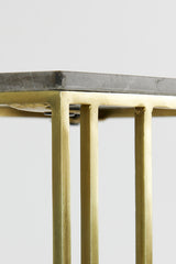 Elegant Side Table with Roshan Brown Marble and Antique Bronze Finish, 41x31x66 cm