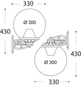 Globe 300 Bisso E27 (No Lamp), Wall Globe, Black/Clear