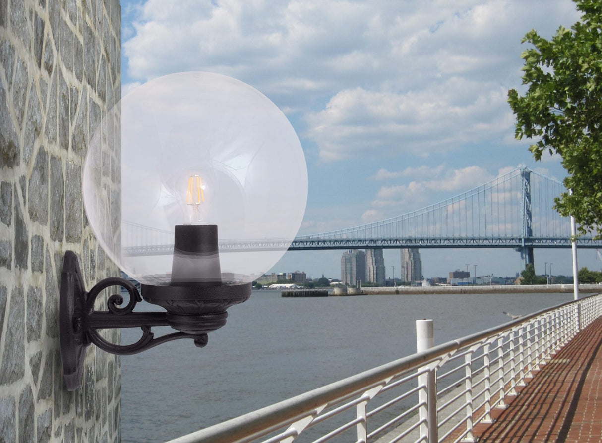 Globe 300 Bisso E27 (No Lamp), Wall Globe, Black/Clear