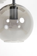Contemporary 10-Light Pendant in Matte Black with Smoked Glass Orbs