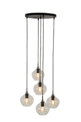 Elegant 5-Light Chandelier Ø61x66 cm Rakel - Matte Black & Clear Glass